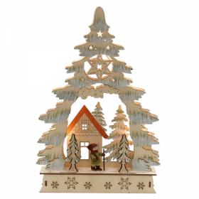 Candeeiro de Natal, em madeira, led