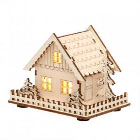 Casa de madeira com led 10,5 x 7,5 x 8 cm