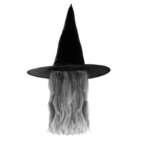 Chapéu bruxa preto ( c/ cabelo grisalho)