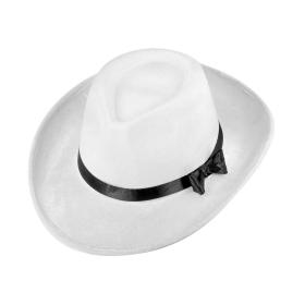 Chapéu gangster branco c/ laço preto