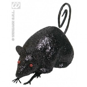 Rato preto decorativo com glitter